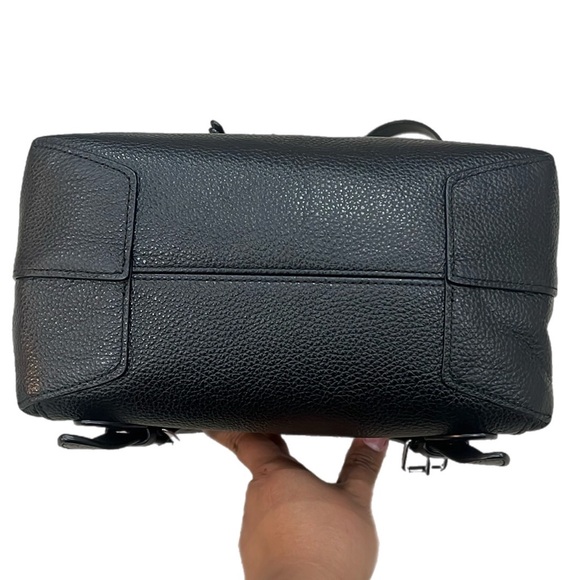 Coach Kleo Backpack Black Pebble Leather Snap Buckle Shoulder Strap Zip Pocket - Picture 9 of 9